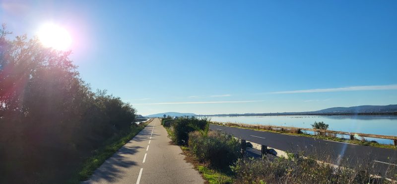 Retour du Raid panoramique en trottinette tout terrain par la piste cyclable.